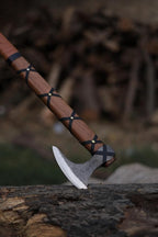 Custom Handmade Carbon Steel Viking Axe – 19” Inches Hand Forged Medieval Axe with Leather Sheath – Camping and Forest Hunting Hatchet – Gift for HIM (Brown Leather Ragnor)