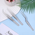 Garden Tweezers, 3 Pcs Stainless Steel Plant Tweezer Set Straight and Curved Precision Tweezers Multipurpose Bonsai Tools for Garden, Kitchen, Indoors and Outdoors (6.22Inch / 6.33Inch / 6.4Inch)