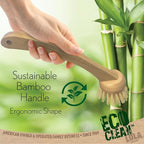 LOLA Products Eco Clean Bamboo Dish Brush | Multipurpose, Eco-Friendly | Durable Ergonomic Renewable Bamboo Handle for Maximum Cleaning Torque | Fibers Made from Recycled Soda/Water Bottles - 1 CT