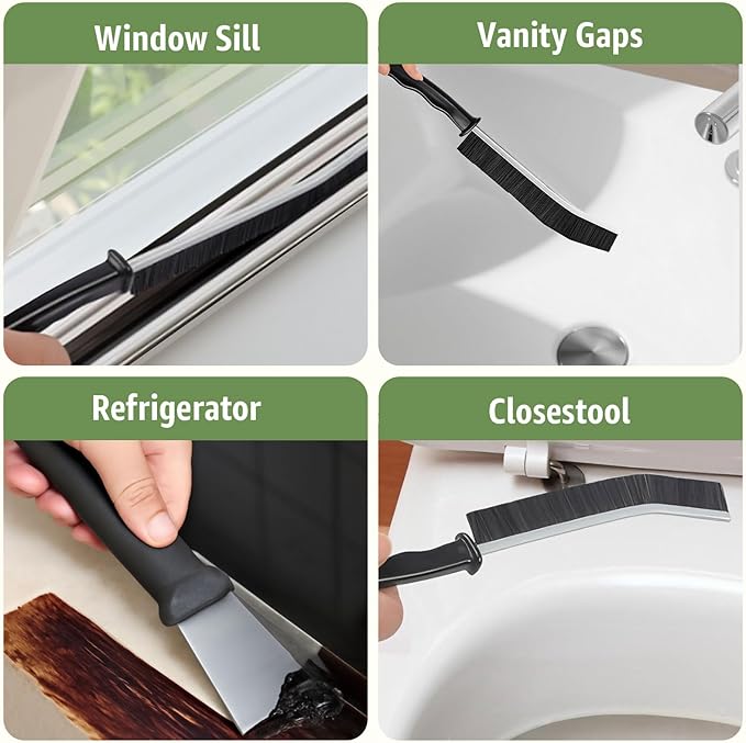 Inmorven 11 Pcs Crevice Cleaning Brush Set, Multi-Purpose Hard Bristle Brushes for Deep Cleaning Kitchen, Bathroom, Grout, Sink, Cup, Teapot, Bottle, Blender, Corners, Tight Spaces