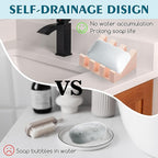 Silicone Soap Dish with Drain, Upgrade Double Suction Cups at The Bottom for Anti-Slip and Stability, Soap Dish Shower Waterfall Bar Soap Holder Tray with Drain Soap Holder (4, Pink)