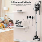 Cordless Vacuum Cleaner, 35Kpa Vacuum Cleaner for Home, 45Mins Stick Vacuum with LED Display, Anti-Tangle & Wall Mount Charging, 6 in 1 Lightweight Vacuum for Hard Floors, Carpet, Pet Hair (Black)