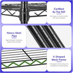 FDW | 6-Tier Wire Storage Shelves with Wheels | 45"x18"x82" | Black | Adjustable Racks | Heavy-Duty Metal Shelf, Holds Upto 2100 lbs | Tool-Free Assembly, Rust-Resistant | for Home & Garage Shelving