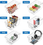 4 Pack Plastic Storage Bins with Lids, Clear Stackable Organizer with Handle, Kitchen Pantry Organizers and Storage, Perfect for Pantry, Refrigerator, Fridge, Bathroom, Cabinet, Closet, Kitchen