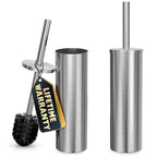 2 Pcs Stylish Stainless Steel Toilet Brush and Holder Set - Silver Toilet Bowl Brush and Holder with Splash Cover, Sturdy Bristles, Corrosion & Scratch Resistant - Elegant Design, Effective Cleaning