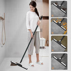 Squeegee Broom for Floor Shower Squeegee with Long Handle Rubber Wiper for Bathroom Tile Shower Glass Car Window Deck Patio Cleaning (Black)