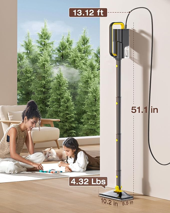 LABIGO 10-in-1 Steam Mop with Detachable Handheld Steamer, 350ml Tank, 10s Heat-Up, 248°F Steam Cleaner, 2-Level Control and Swivel Head for Floor, Carpet, Tile - Lightweight and Multi-Surface, Gray