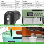 Handheld Steam Cleaner for Home, 2500W High Temperature Pressurized Machine, 1.6L Water Tank, Handle-Controlled Steam Output, Portable Cleaning Steamer for Car, Bed Bugs, Furniture, Grout (Green)