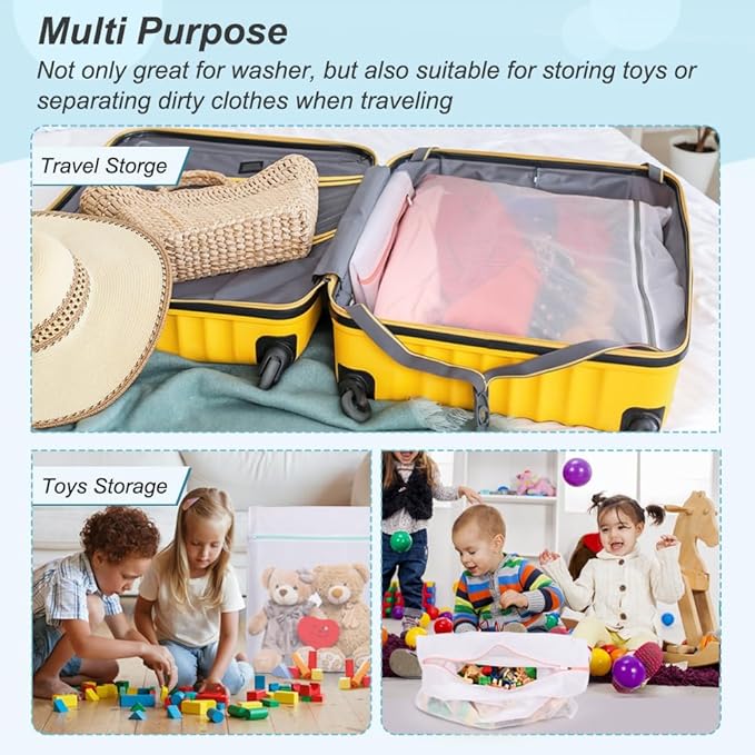 Tenn Well 3PCS Mesh Laundry Bags, 20 x 23 Inches Large Lingerie Bags for Washing Delicates, Garments, Bath Towels, Dirty Clothes, Socks, Toys, Travel