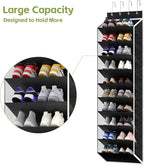 KEEPJOY 10 Tiers Mesh Over Door Shoe Organizer Storage, Hanging Shoe Holder for Door with Large Deep Pockets, Fit 20-30 Pairs Shoe Rack for Sneakers, Boots(Black)