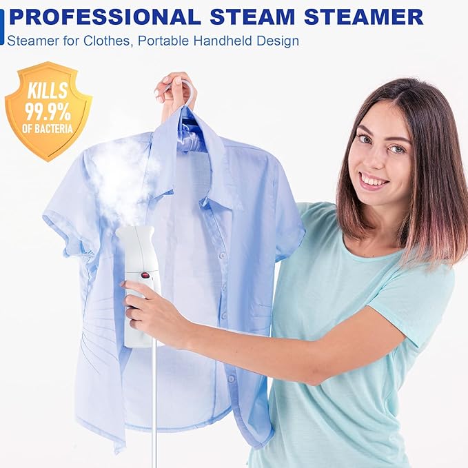 Powerful Travel Steamer for Clothes Handheld Clothing Steamer Handheld Garment Steamer Wrinkle Remover for Home and Travel White