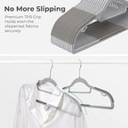 HOUSE DAY Quality Plastic Hangers 30 Pack, Non Slip Plastic Clothes Hangers Gray, Ultra Thin Hangers with 360° Swivel Hook, Heavy Duty Coat Hanger Space Saving, Ideal for Suits, Shirts, Pants