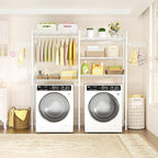 Ulif U6 Clothes Drying Rack, 5-Tier Over Washer and Dryer Laundry Room Storage and Organizer, Heavy-Duty Space Saver, 65.3" W x 13.4" D x 77.5" H, White