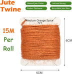 Jute Twine 15m Long Twine String for Crafts Gift Wrapping Packing Gardening Crochet Knitting Macrame Decor (Medium Orange Spice)