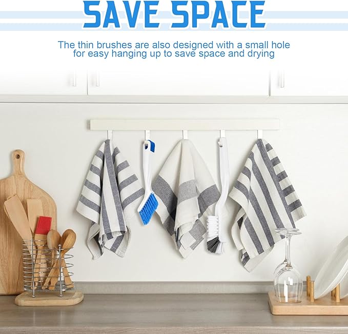 Small Crevice Cleaning Brush Set for Household Use, 4-Piece Multifunctional Small Scrub Brushes Hard Bristle Gap Cleaning Brushes with Handle for Kitchen Sinks Window Tracks Bathroom Corners(4)