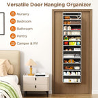 Over The Door Organizer, 6 Shelf Door Hanging Organizers with 6 Large Capacity Pockets, Behind Door Storage Hanging Shelves for Closet Wall Bathroom Bedroom Nursery