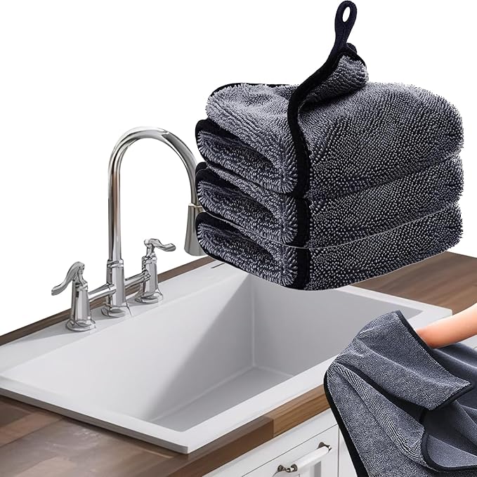 Shiny Wipes Cleaning Cloths,3pcs Shiny Bath Drying Towels,Shower Doors Drying Towels,16*16in Streak Free Glass Window Car Mirror Super Absorben Microfiber Cleaning Cloths (3pcs grey 16*16″)
