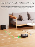 Lefant LiDAR Robot Vacuum and Mop, 45-Day Self-Emptying, 6000Pa Robotic Vacuum Cleaner with Carpet Detection, 190° PSD Obstacle Avoidance, Multi-Floor Mapping, WiFi/Alexa/APP/iWatch, M2 Plus, Black