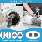 Microfiber Duster Kit 27pcs with 30 to 100 Inches Extension Pole and Wall Cleaner Mop, Washable and Bendable Feather Duster for Cleaning Ceiling Fans, High Ceilings, Cobwebs, Blinds, Grey