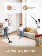 DREAME R10 Pro Cordless Vacuum Cleaner for Home, 6-in-1 Cordless Stick Vacuum Rechargeable, 65Mins Runtime, Powerful Suction, Wireless Vacuum Cleaner for Hardwood Floor, Carpet, Tile, Pet Hair, Black