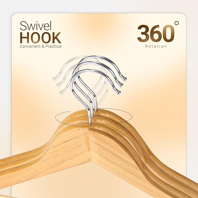 Utopia Home Premium Wooden Hangers 20 Pack - Heavy Duty & Durable Coat Hanger - Wood Hanger with 360-Degree Rotatable Hook - Clothes Hangers with Non-Slip Shoulder Notches For Shirts & Coats (Natural)