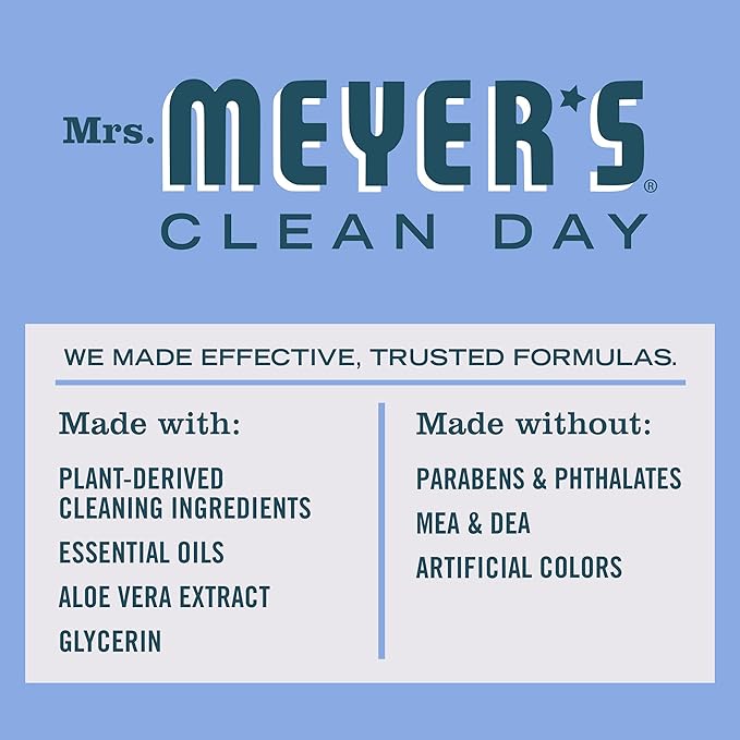 MRS. MEYER'S CLEAN DAY Liquid Dish Soap, Biodegradable Formula, Bluebell, 16 fl. oz - Pack of 6