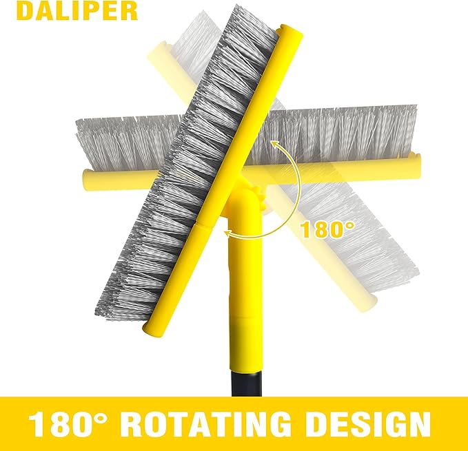 2 in 1 Grout Brush with 49.6" Long Handle, Swivel Grout Cleaning Brush V-Shape Grout Line Scrubber, 180°Rotatable Shower Tile Scrub with Stiff Bristle for Deep Cleaning Shower and Corner