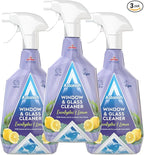 Astonish Streak Free Window & Glass Cleaner 3 Pack Spray Bottles With Vinegar For Deep Cleaning - Eucalyptus & Lemon Scented Home & Bathroom Cleaner - Cruelty Free Household Cleaning Supplies, 750ml