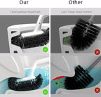 HAMITOR Toilet Bowl Brush Holder Set: Deep Cleaning Brushes with Curved Design - Ergonomic Long Handle for 360° Dead Corner Clean with Replacement Brush - Bathroom Accessories for RV Apartment
