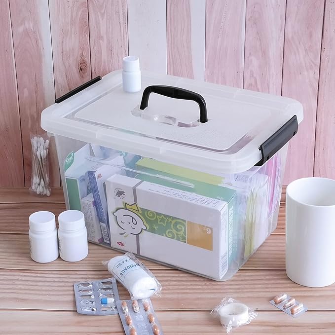Cand 12 Quart Plastic Latching Box, Clear Storage Bin with Lid, 6 Packs