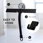 9 inch Squeegee Set with Over Wall Hanger, Suction Cup, and Hook, Glass Cleaning Squeegee for Shower Doors, Windows, Glass Doors, Bathrooms, Mirrors, Car Windshield - Matte Black