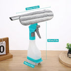 4 in 1 Window Cleaner Tool with Squeegee & Sprayer, 10" Streak-Free Scraper Kit, Portable Multifunction Refillable Bottle for Glass/Shower/Car (Blue)