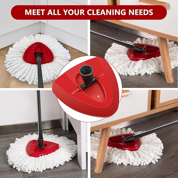 Easywring 1-Tank System,Mop Replacement Heads for O-Ceda Mop Replace Head, Spin Mop Heads Replacements, Microfiber Spin Mop Refills, Easy Cleaning Mop Head Replacement (Red Mop Base 1pcs)
