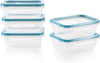 Snapware Plastic Total Solution 5-Pack (3-Cup) Food Storage Containers Set, Leakproof & Airtight Plastic Locking Lids Rectangular Tupperware, Non-Toxic BPA-Free Lids, Microwave Dishwasher Freezer Safe