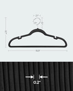 SONGMICS Velvet Hangers 30 Pack, Non-Slip Clothes Hangers with Shoulder Notches, Pants Bar, 360° Swivel Hook, Space-Saving, for Closet, Ink Black UCRF029B03