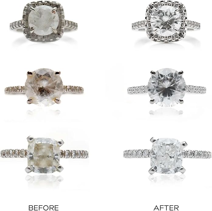 Diamond Drunk The Starter Collections - Non-Toxic, Fine Jewelry Cleaning Kit for Diamond, Gold, & Platinum Rings & More - 2 Months Supply of Safe, Sustainable Cleaner to Restore Shine - Patented Bauble Basket & Reusable Vessel