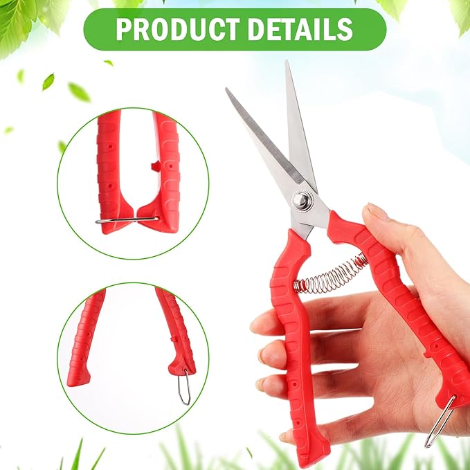 Lasnten 12 Pcs Pruning Shears Needle Nose Pruner Bulk Pruning Snips with Straight 8.3" Extra Long Edge Stainless Steel Sharp Blades Hand Garden Scissors Tool Trimming plants Fruit Trees Bonsai