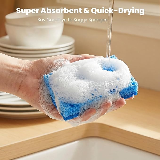 Kitchen Sponges, 24 Count, Non-Scratch Scrub Sponge, Dual Sided Cleaning Sponges for Dishes, Kitchen, Bathroom