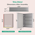 TokeShimi 24x32 Mirrored Medicine Cabinet Recessed or Wall Mount, Aluminum Tempered Silver Bathroom Medicine Cabinet with Mirror with Stepless Adjustable Storage Metal for Modern Farmhouse