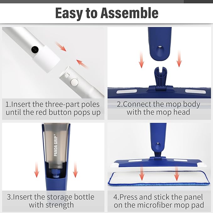 Mop for Multi-Purpose Floor Premium Spray Mop, 18 inch Professional Hardwood Wet and Dry Cleaning Mops with 3 Resuable Pads and Refilled Bottle, Blue