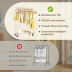 HYSEYY Double Rods Clothes Rack, Rolling Clothing Rack for Hanging Clothes Portable Wardrobe Rack, Metal Garment Rack Sturdy Coat Rack for Bedroom Laundry Living Room, White