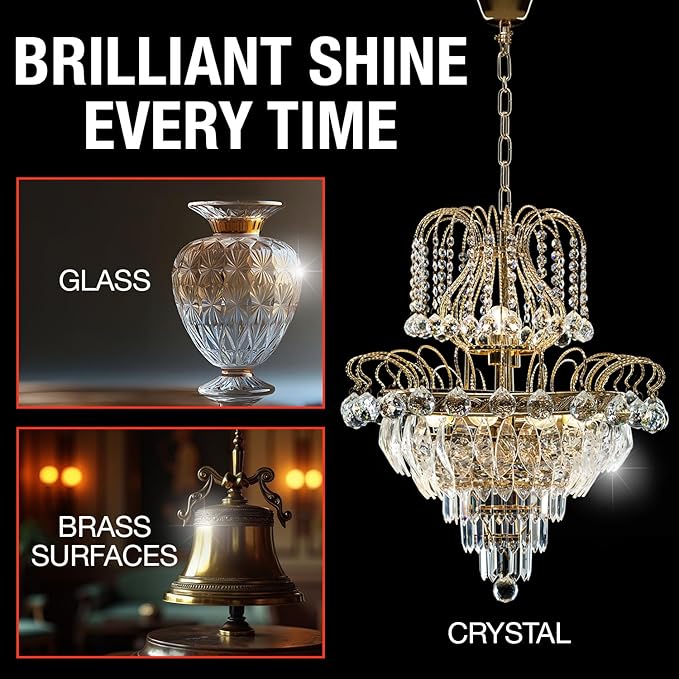 Chandelier Cleaner Drip Dry Spray - No Wipe Formula for Effortless, Streak-Free Shine on Crystal, Glass & Brass - Sprays up to 25 feet! Biodegradable, Non-Toxic & Time-Saving, 32 oz - Made in USA