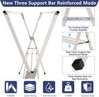 79 inches Foldable Clothes Drying Rack, Heavy Duty Stainless Steel Laundry Drying Rack for Indoor Outdoor, Clothes Rack Adjustable Length. 3 Additional Reinforcement Bars with 20 Windproof Hooks