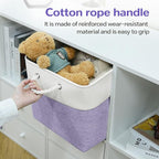 13 x 13 Inch Cube Storage Bins, 6 Pack Fabric Storage Basket with Handles, Foldable Boxes Organizer for Shelf Baskets for Home, Clothes (White/Purple)