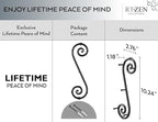 RTZEN Farmhouse Small Key Holder for Wall - Handcrafted Swirl Decorative 5 Key Hooks for Home Entryway - Wrought Iron Wall Mount Rack Purse Coat and Leash Holder or Organizer (Vertical Black)