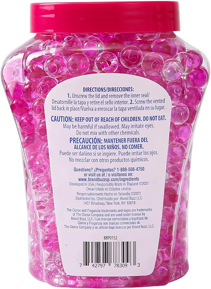 Clorox Fraganzia Crystal Beads Air Freshener Value Pack in Spring Scent - Long-Lasting Room Deodorizer - Odor Eliminator Gel Beads to Freshen Home, Car, or Office, 24 Fl Oz - 6 Pack