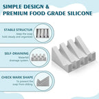 Self Draining Soap Dish Holder,Silicone Soap Dish,for Bathroom,Kitchen, Sponges，Can Extend Soap Life，Keep Soap Bars Dry and Easy Cleaning (Light Grey,2-Pack)