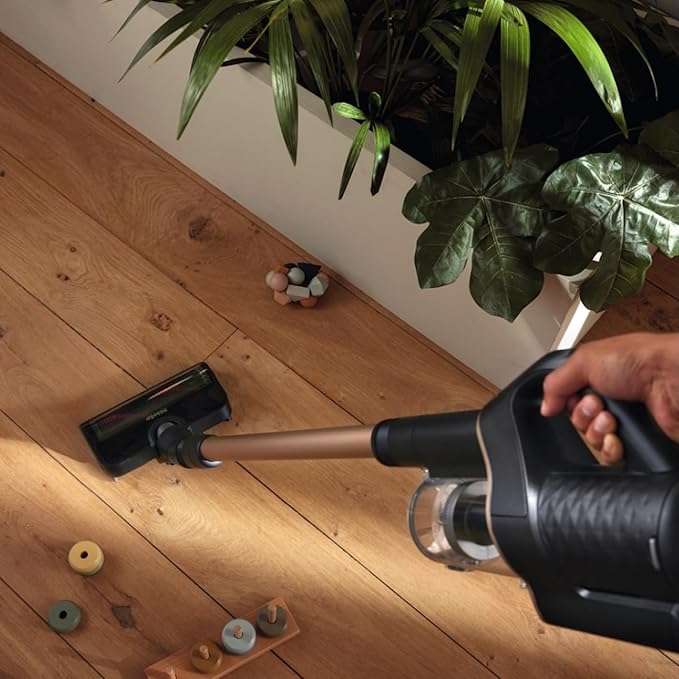 Miele Duoflex Total Care Vacuum Cleaner, Cordless and Bagless Multi-Use, Multi-Floor Flexible Stick Vacuum with 4 Attachable Brushes and Accessories, in Obsidian Black / Rose Gold