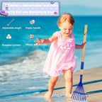 Kids Leaf Rake-Small Wooden Handle Leaf Rake with Metal Tines, 27inches /69cm Length, for Kids Enjoy Garden Cleaning Activities (Blue)