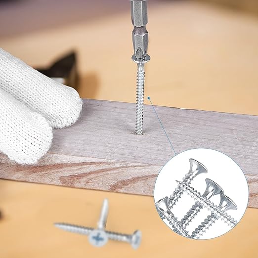 High Hardness #6 Drywall Screws Assortment Kit Wood Screws 170pcs (3/4",1",1-1/4",1-1/2",2") Phillips Drive Flat Head Self Tapping Dry Wall Screws Sheetrock Screw for Picture Hanging and metal Shelves